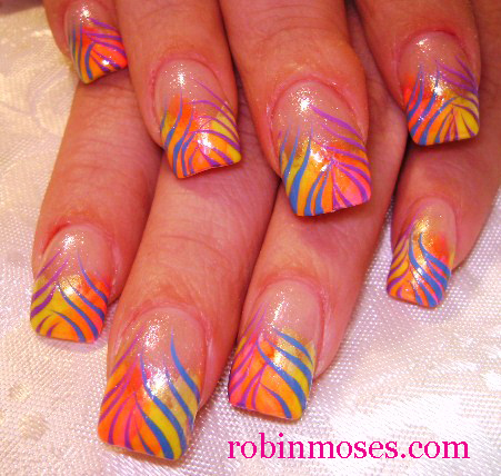 nail art, zebra nail art, neon rainbow zebra nail art, rainbow nail 